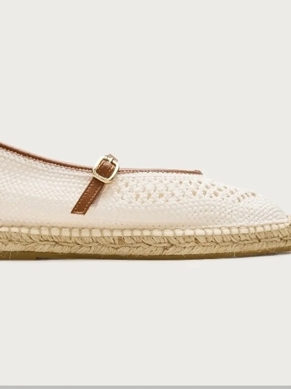 J. Crew Cream Crochet Mary Jane Espadrilles with Brown Trim